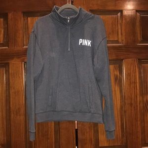 PINK Grey Quarter Zip Sweatshirt